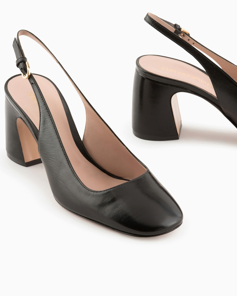 EMPORIO ARMANI Patent leather slingback court shoes outlook