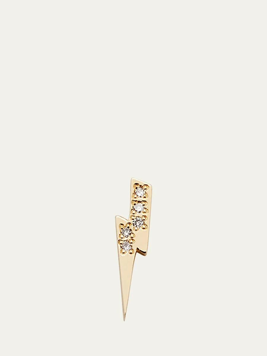 Lightning Bolt Single Stud Earring with Diamonds - 1