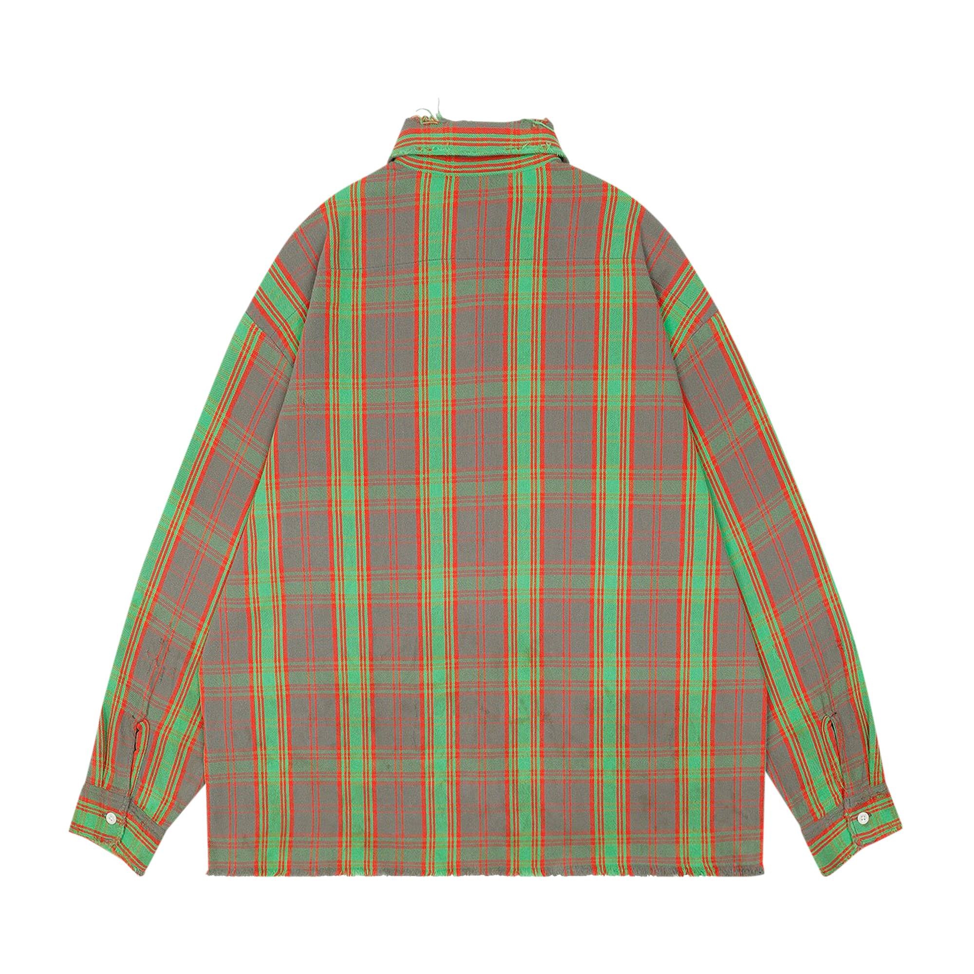 Saint Michael Denim Tears Flannel Shirt 'Green/Red' - 2