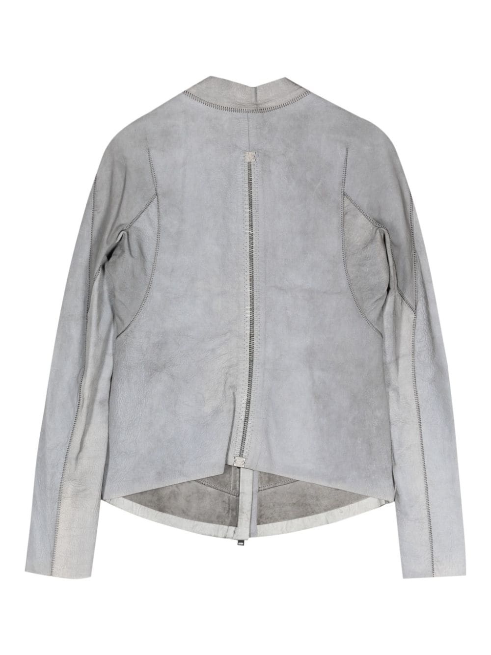 panelled leather jacket - 2