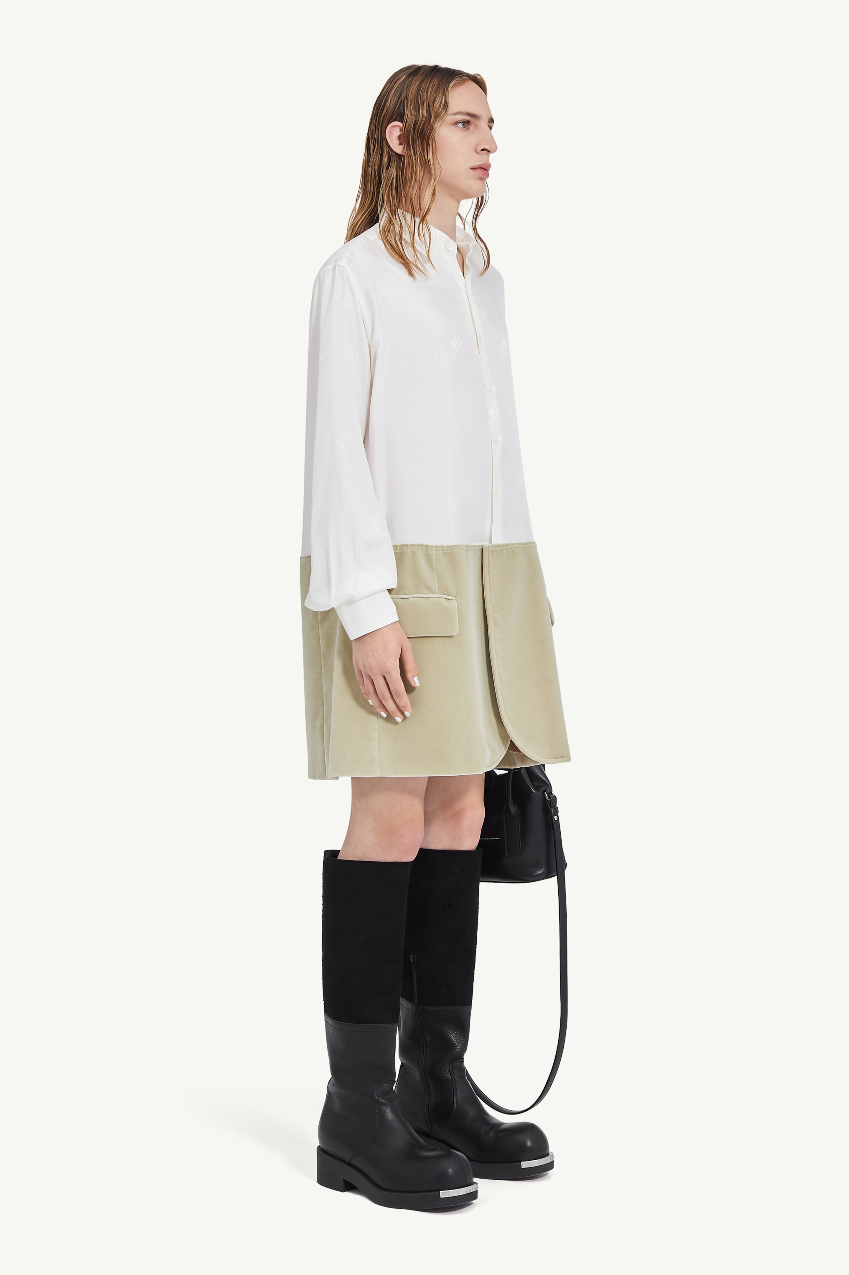 Spliced shirt dress - 3