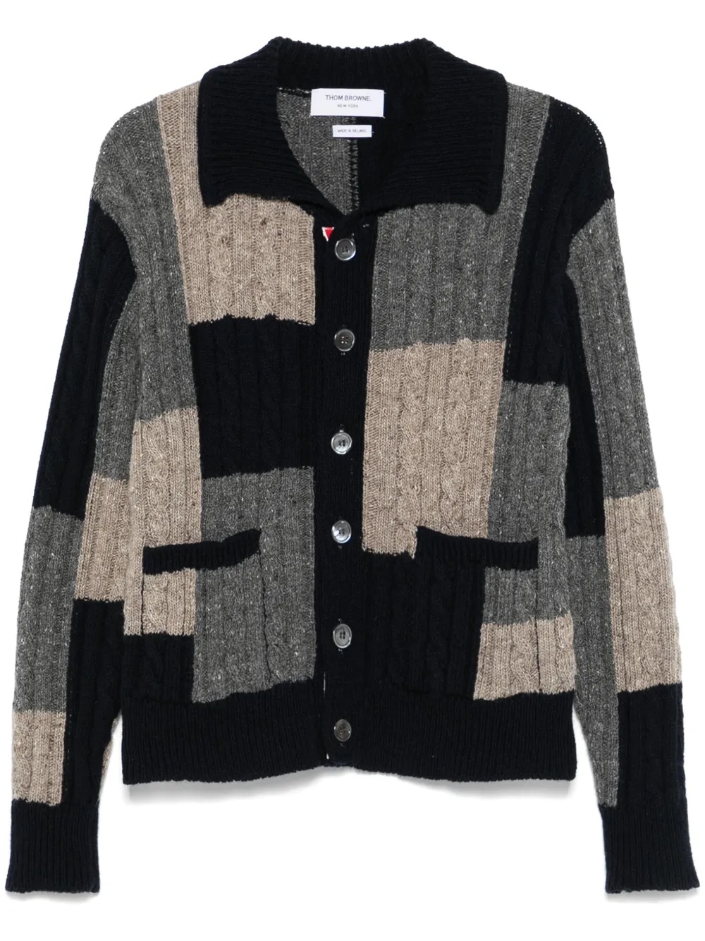 THOM BROWNE - Men Patchwork Baby Cable Intarsia Mock Neck Knitwear - 5