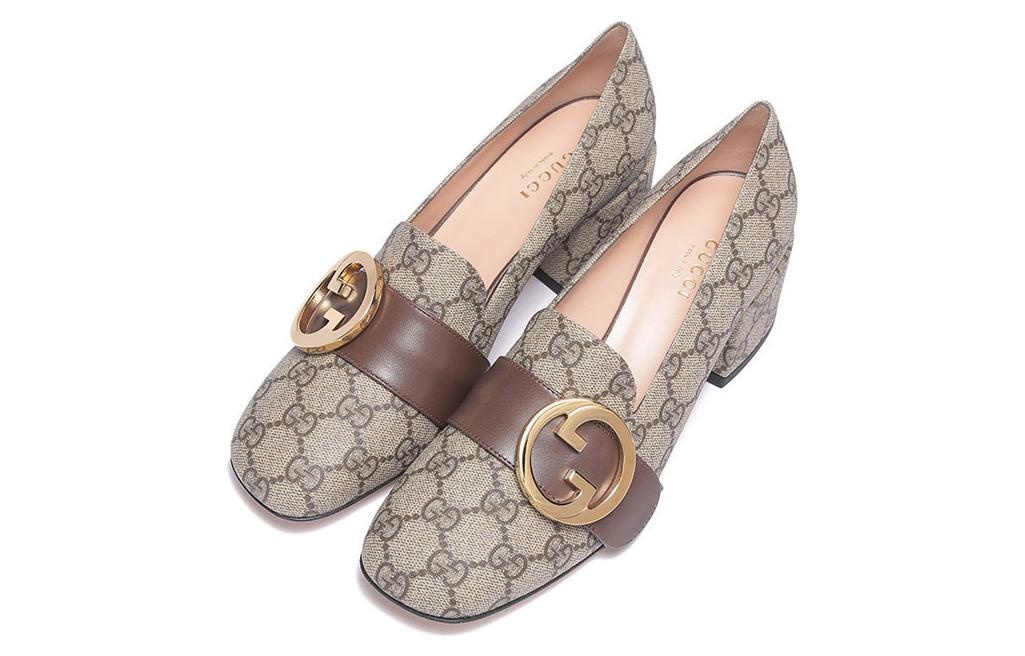 (WMNS) Gucci Blondie pump GG Supreme canvas 'Beige Ebony' 701711-9I650-9769 - 3