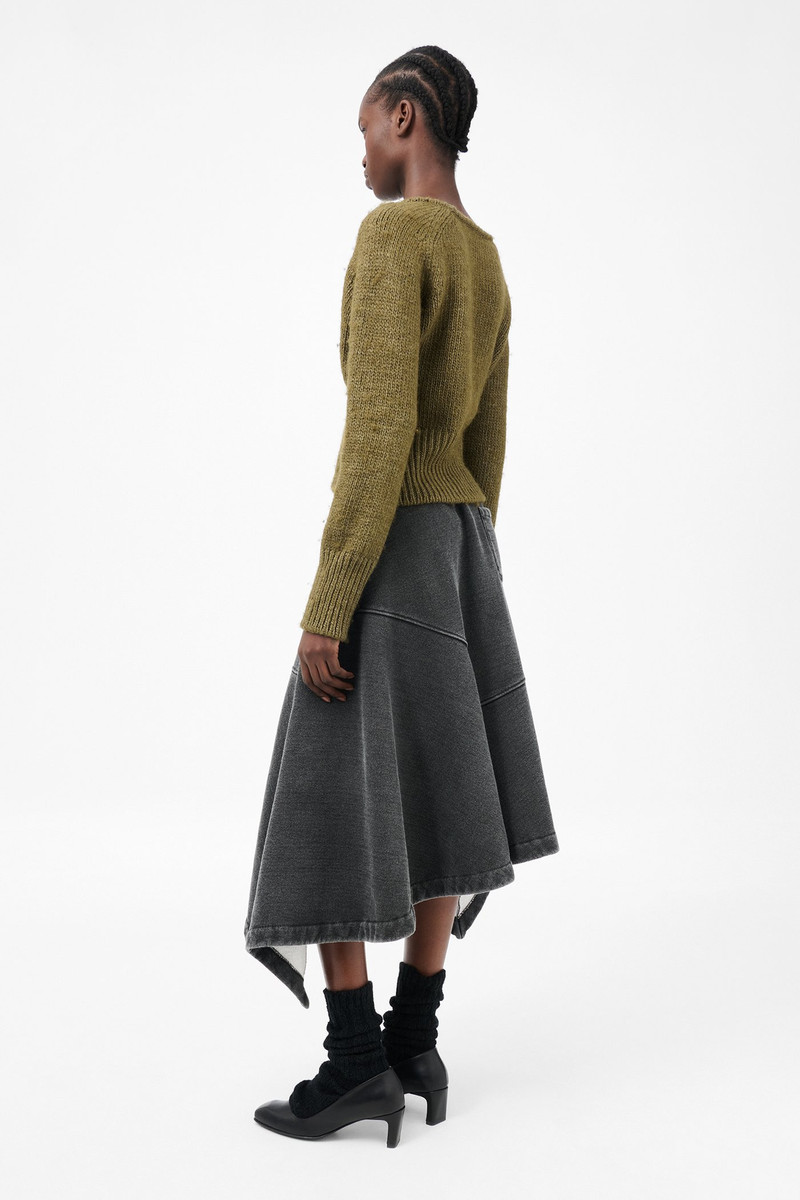 Sharp V-Neck Flush Green Rustic Wool Silk 6