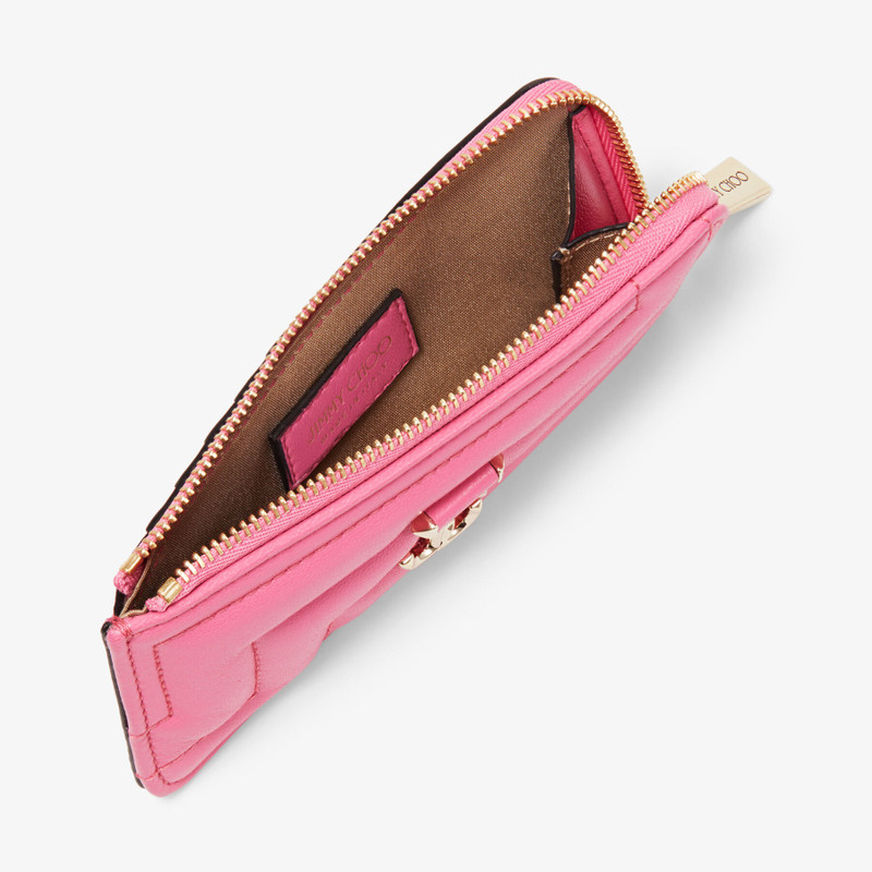 JIMMY CHOO Lise-Z Avenue
Candy Pink Quilted Nappa Leather Card Holder with JC Emblem outlook