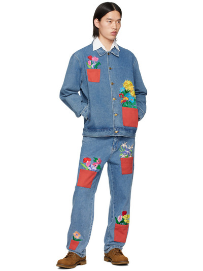 KidSuper Blue All Over Flower Pots Jeans outlook