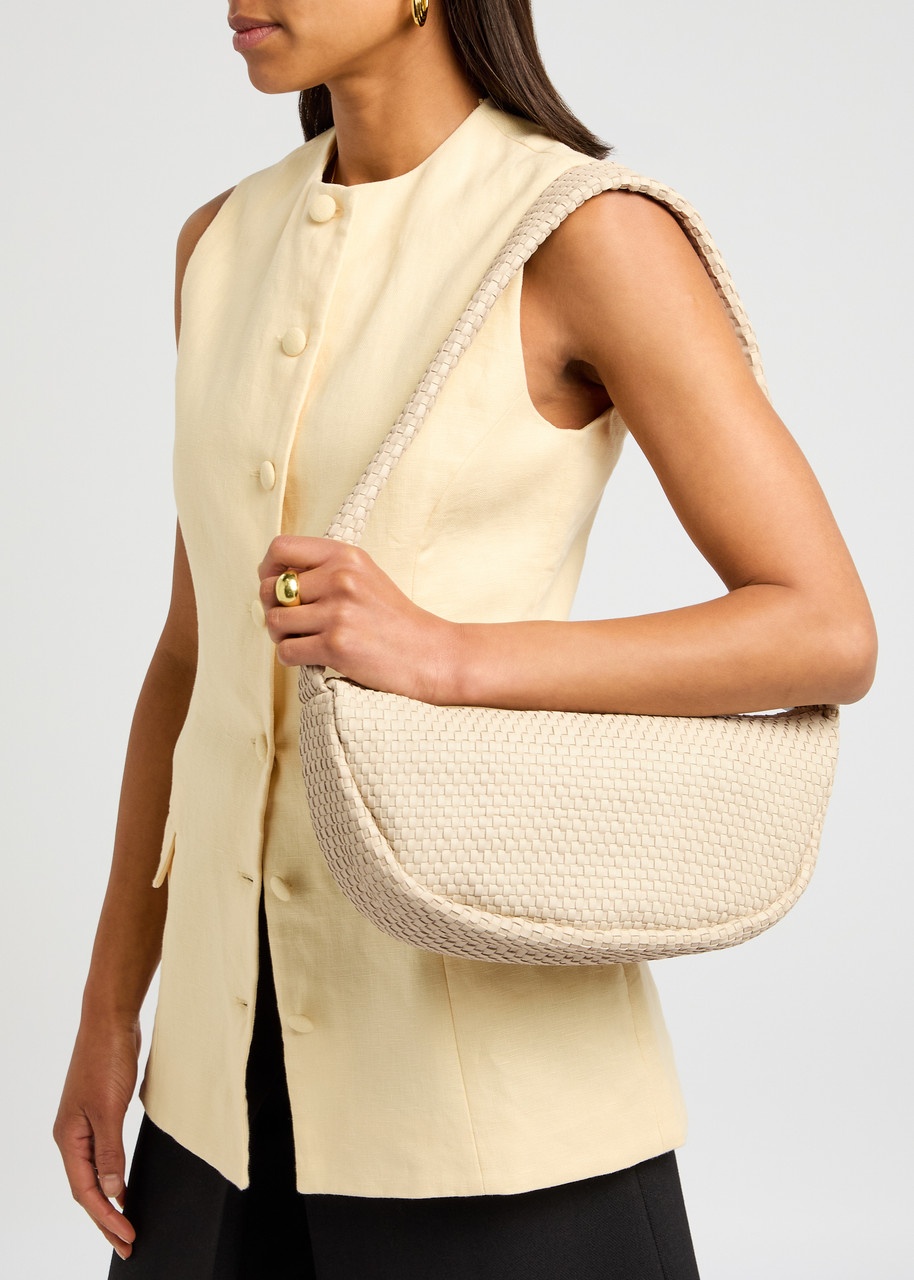 ST. Agni Latice Weave Crescent Leather Shoulder bag - 5