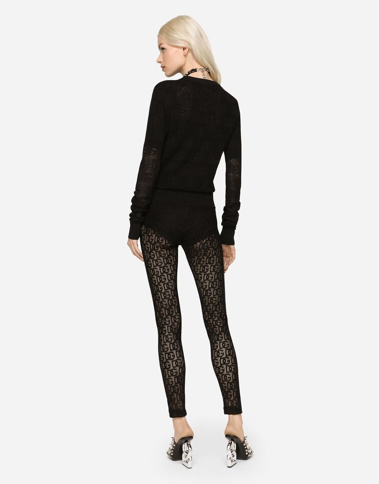 Viscose cardigan with all-over DG logo - 5
