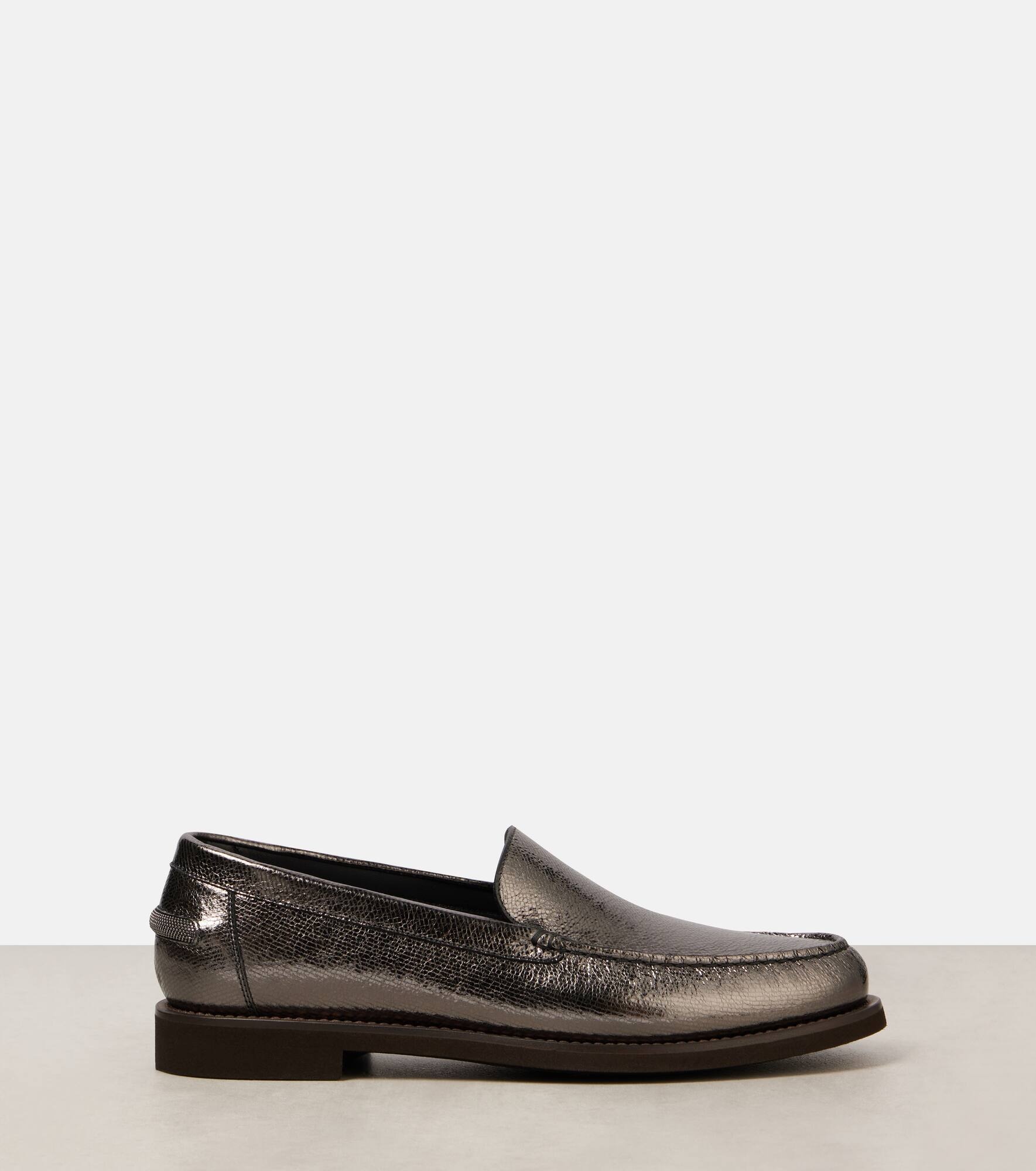 Metallic leather loafers - 4