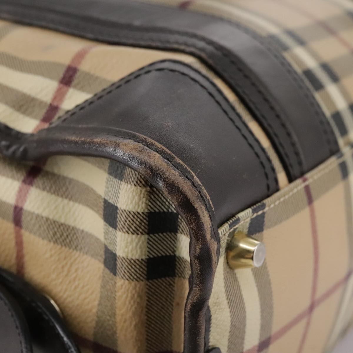 Burberry Nova Check Hand Bag Pvc Leather Beige - 15