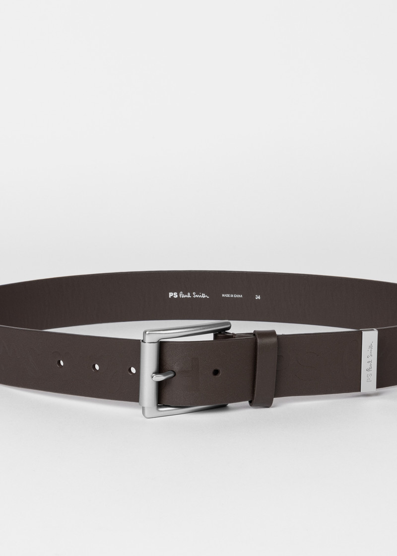 Paul Smith Brown 'PS' Embossed Belt outlook