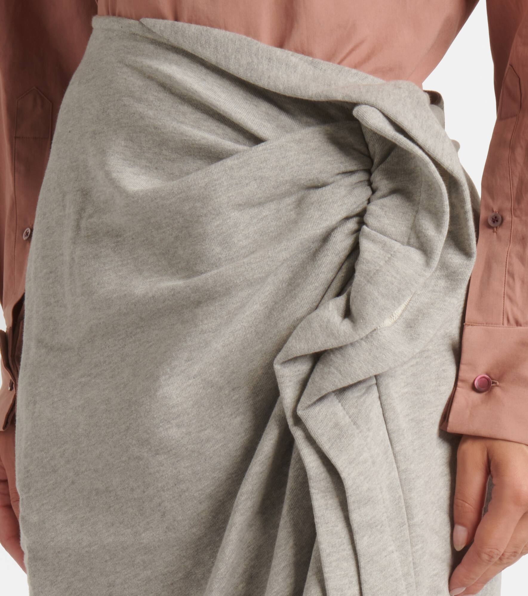 Gathered cotton jersey midi skirt - 4