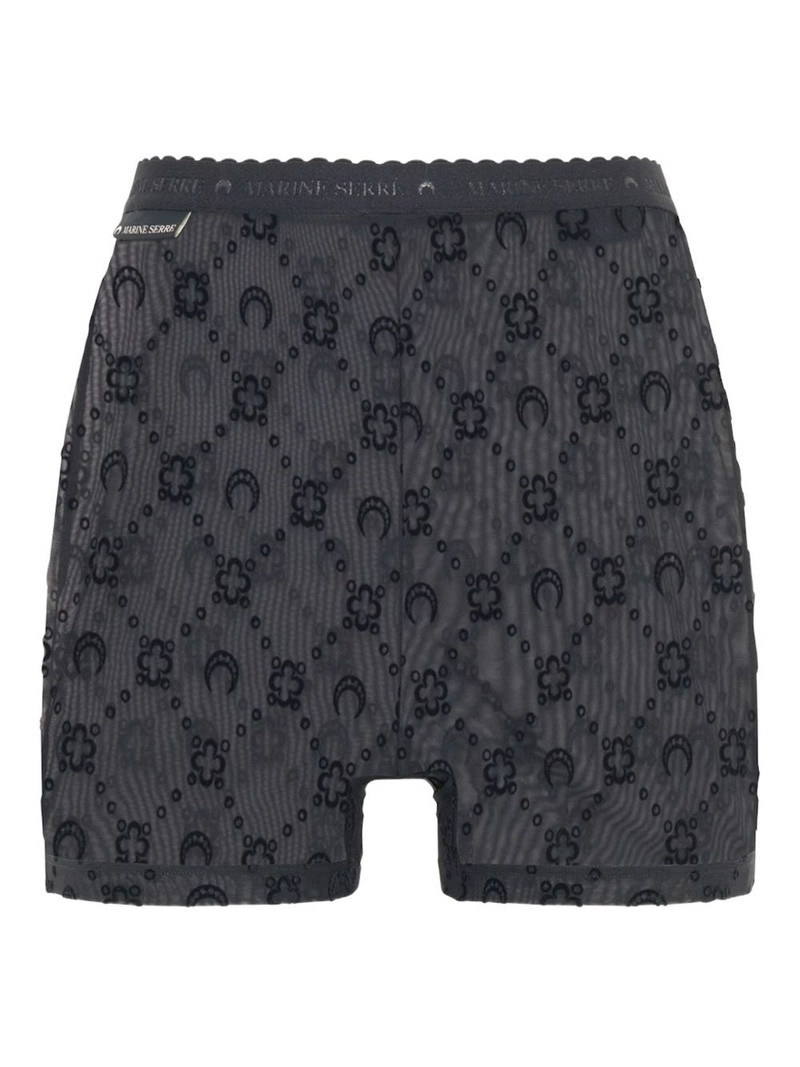 flock-print mesh shorts 1