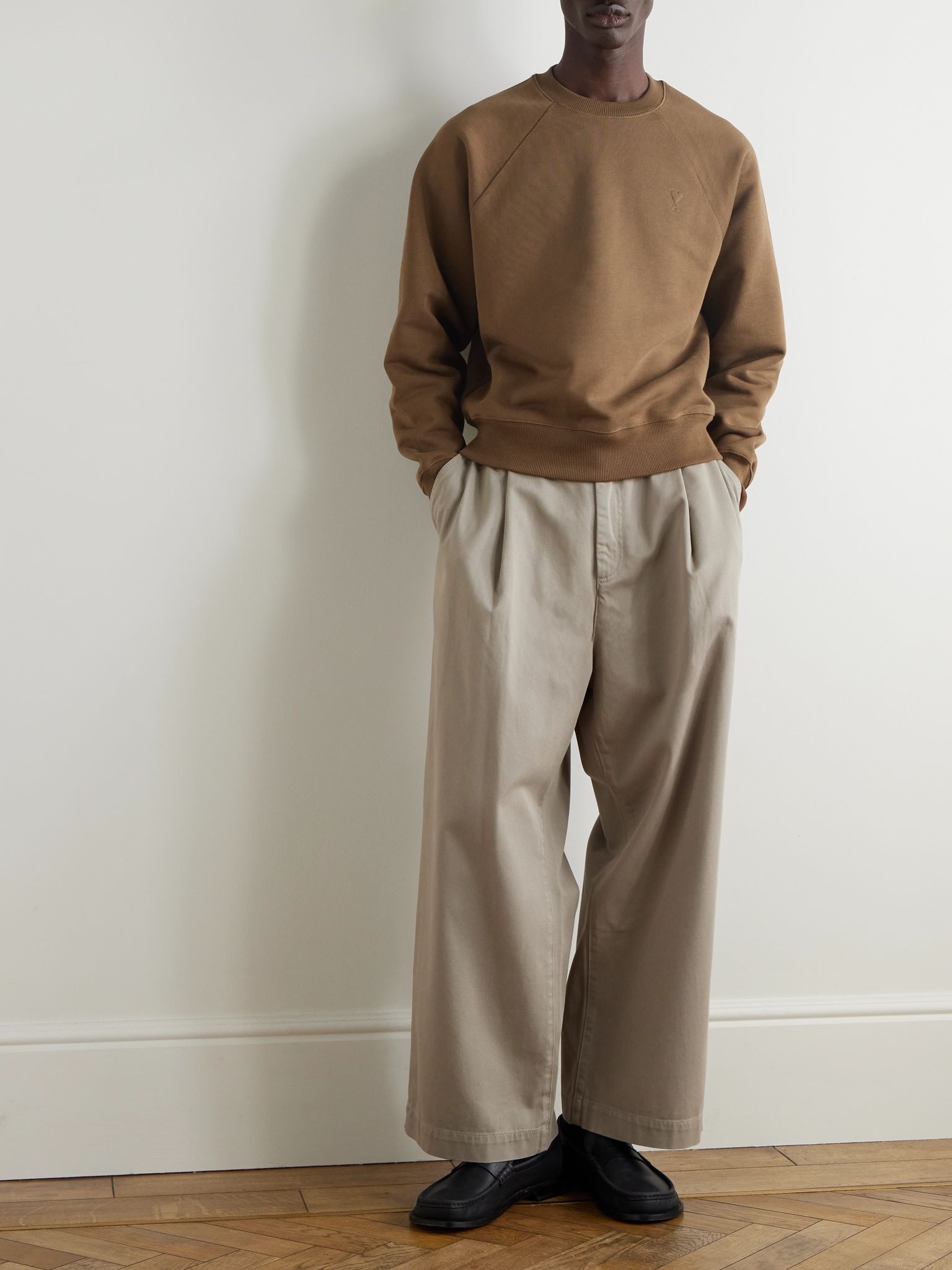 Logo-Embroidered Cotton-Jersey Sweatshirt Brown - 2