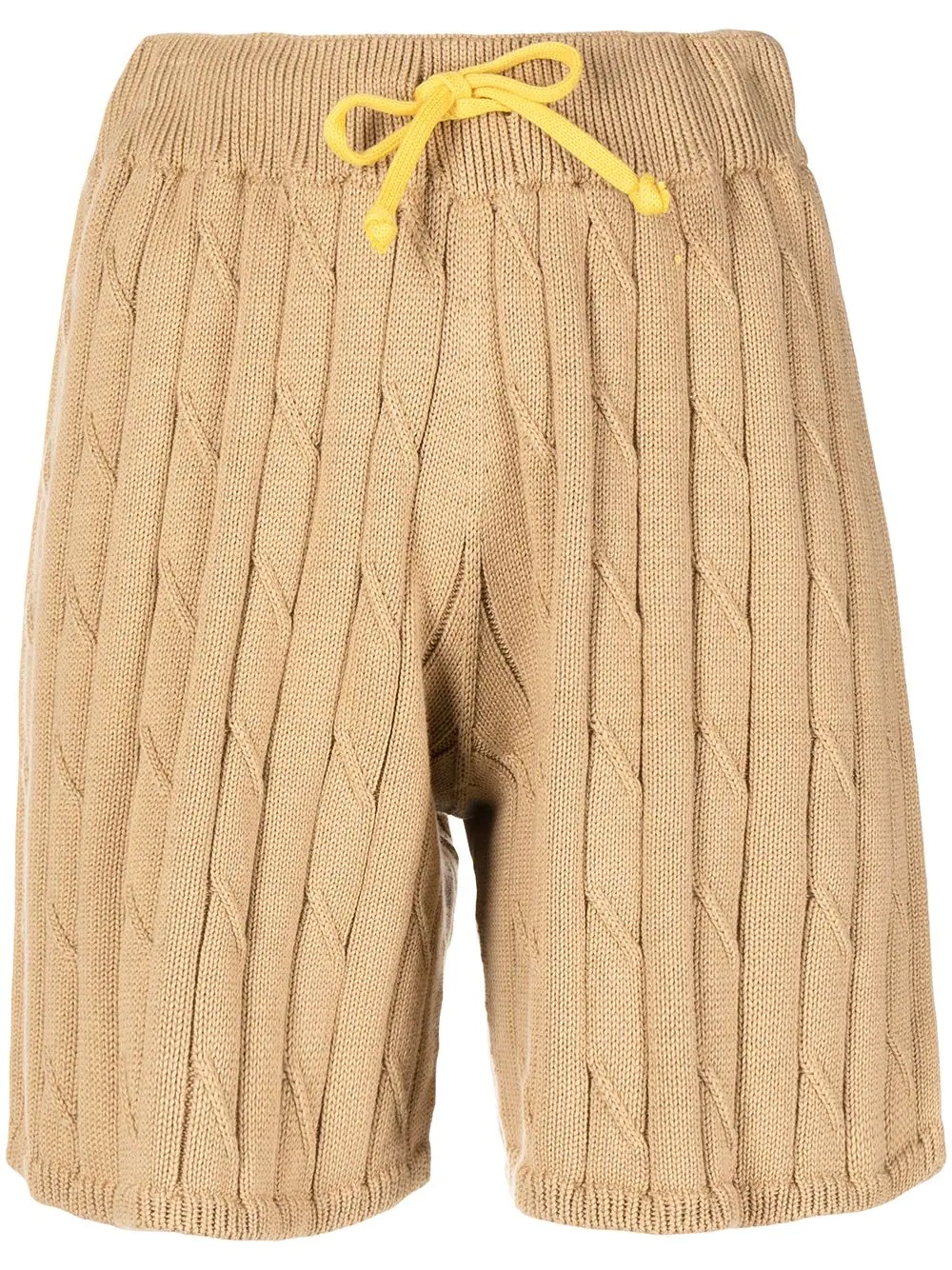 drawstring cable-knit shorts - 1