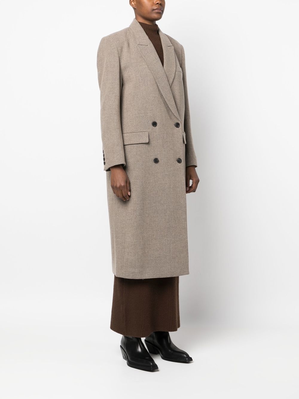 buttoned-up double-breasted coat - 3