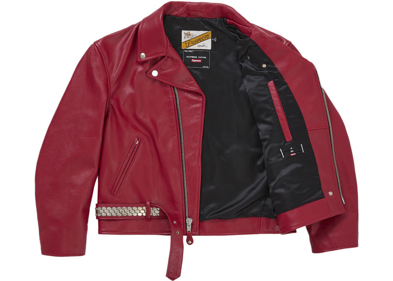 Supreme Supreme Number (N)ine Schott Perfecto Leather Jacket Red outlook