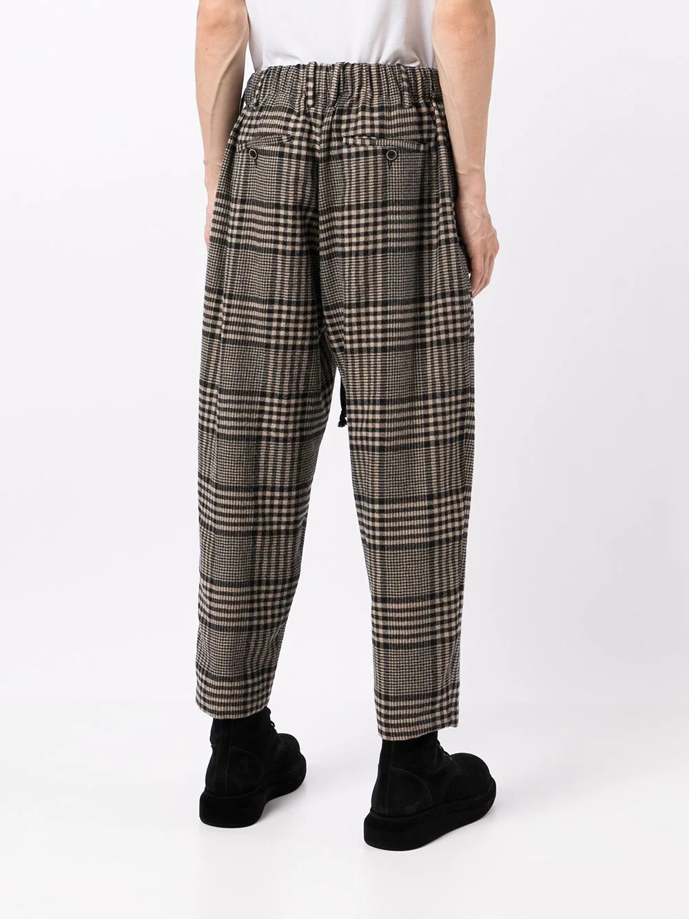 plaid-check print trousers - 4