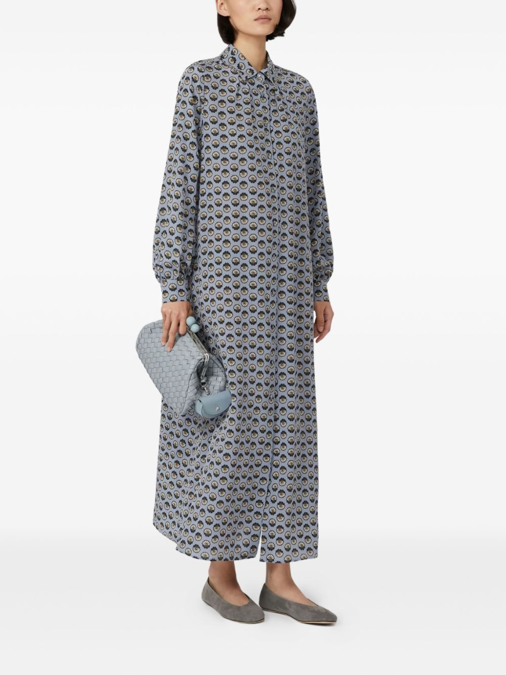 printed silk maxi shirt dress - 3