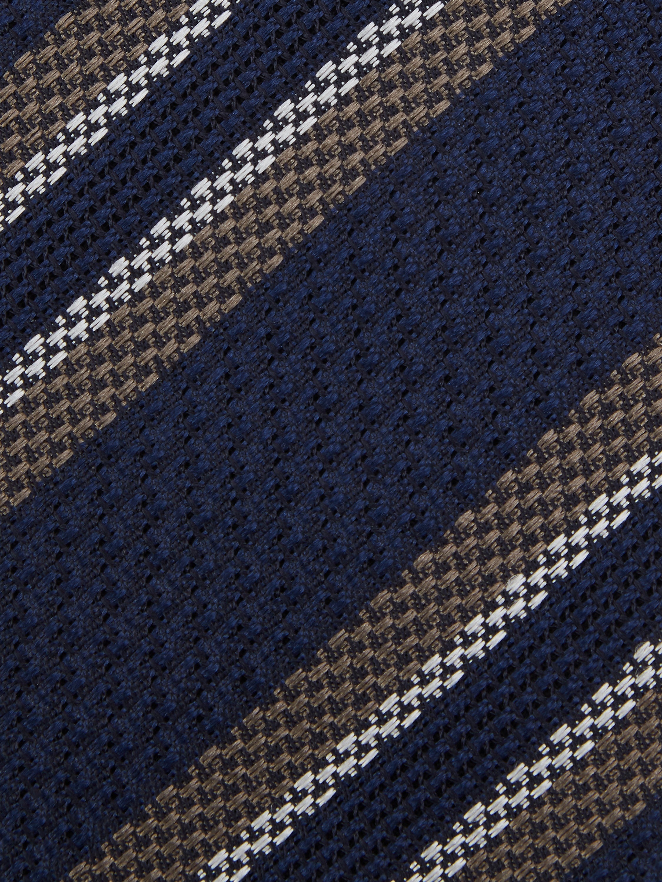 DARK BLUE PRINTED SILK GRENADINE TIE - 2