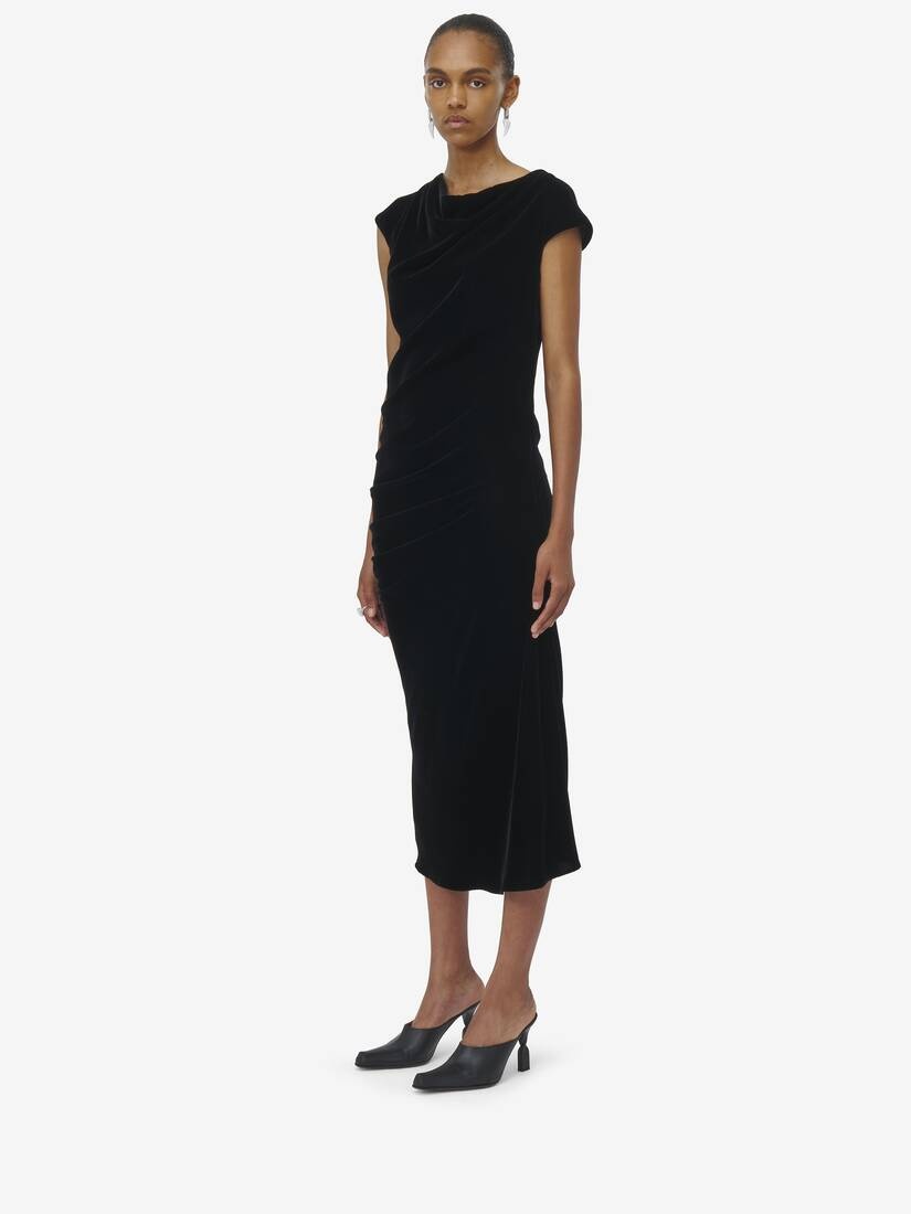 Asymmetric Draped Dress - 4