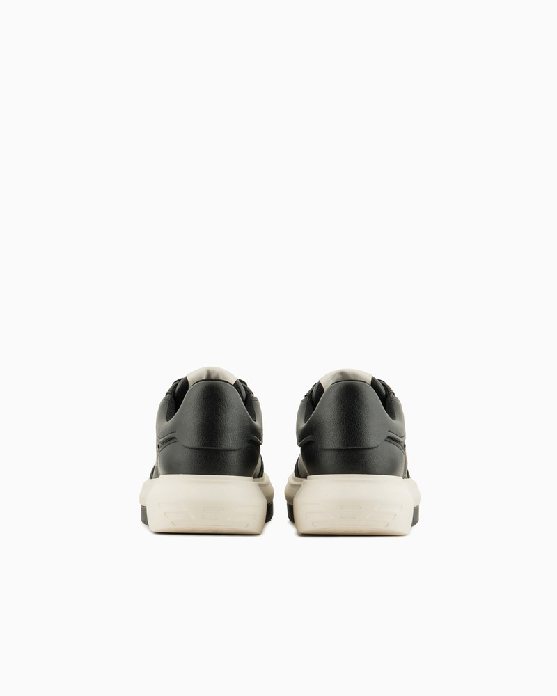 EMPORIO ARMANI Hammered-leather sneakers with side logo outlook