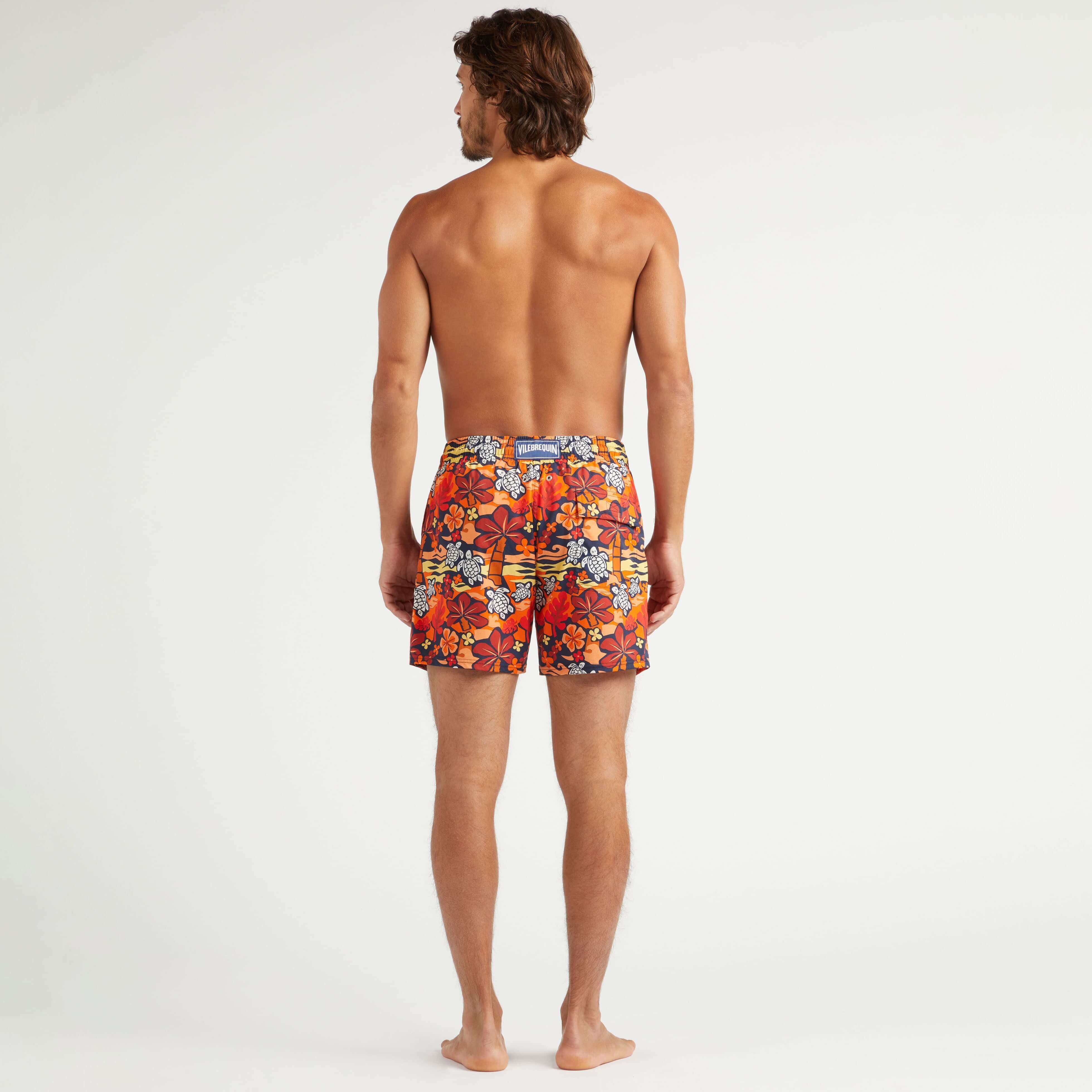 Men Stretch Short Swim Trunks Monoi Turtles - 4