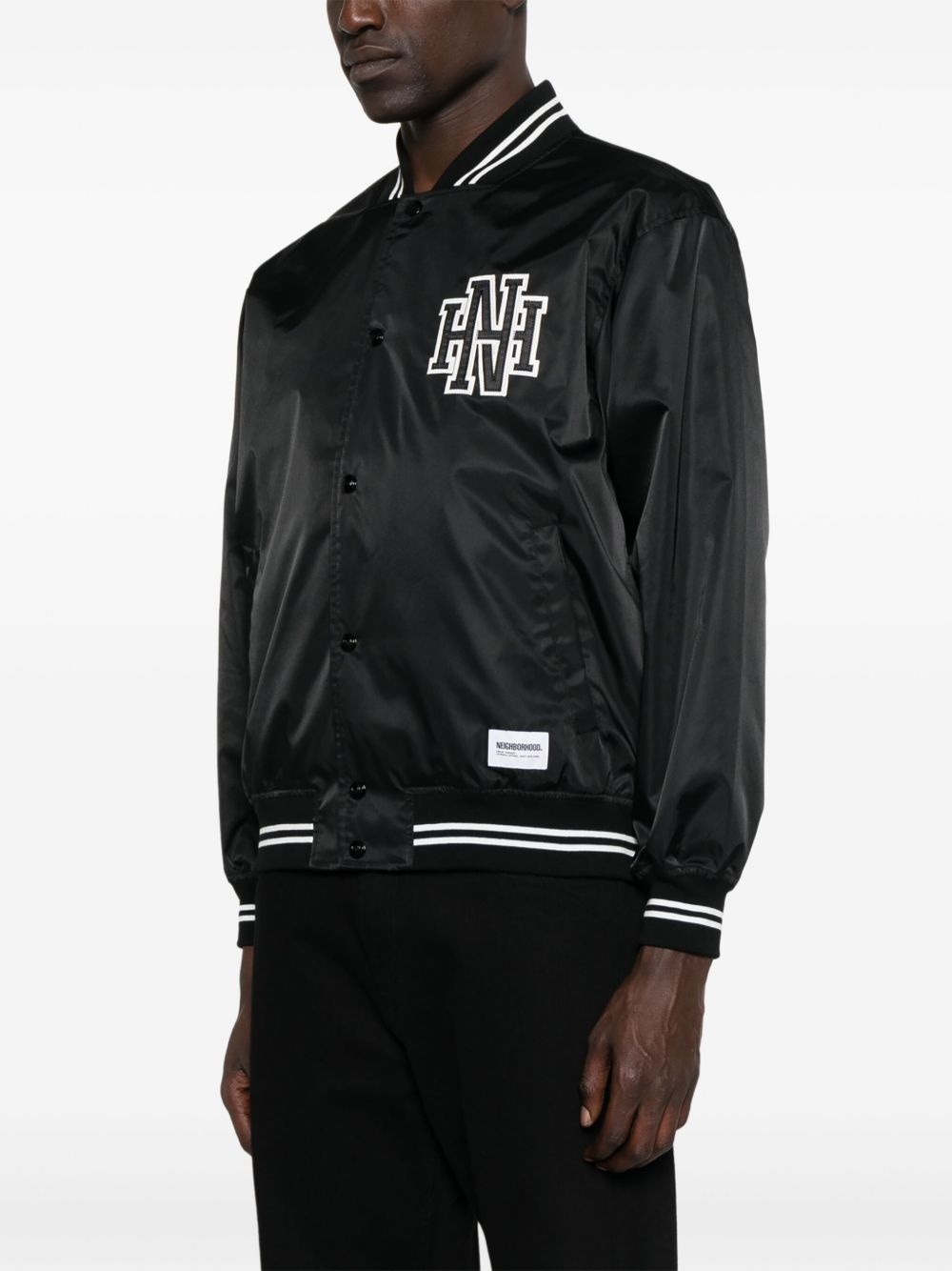 logo-patch baseball jacket - 3
