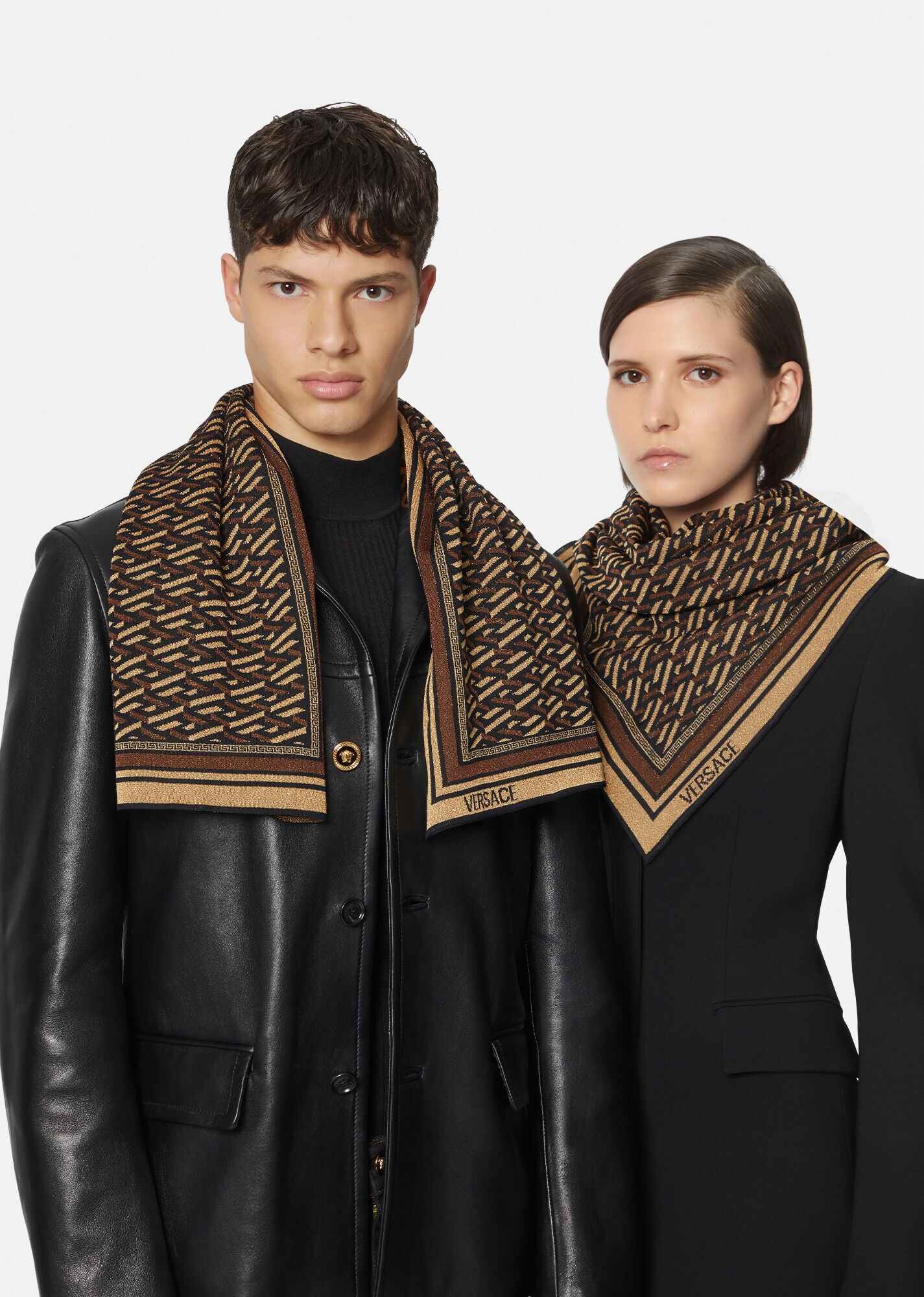 La Greca Metallic Wool Scarf - 2