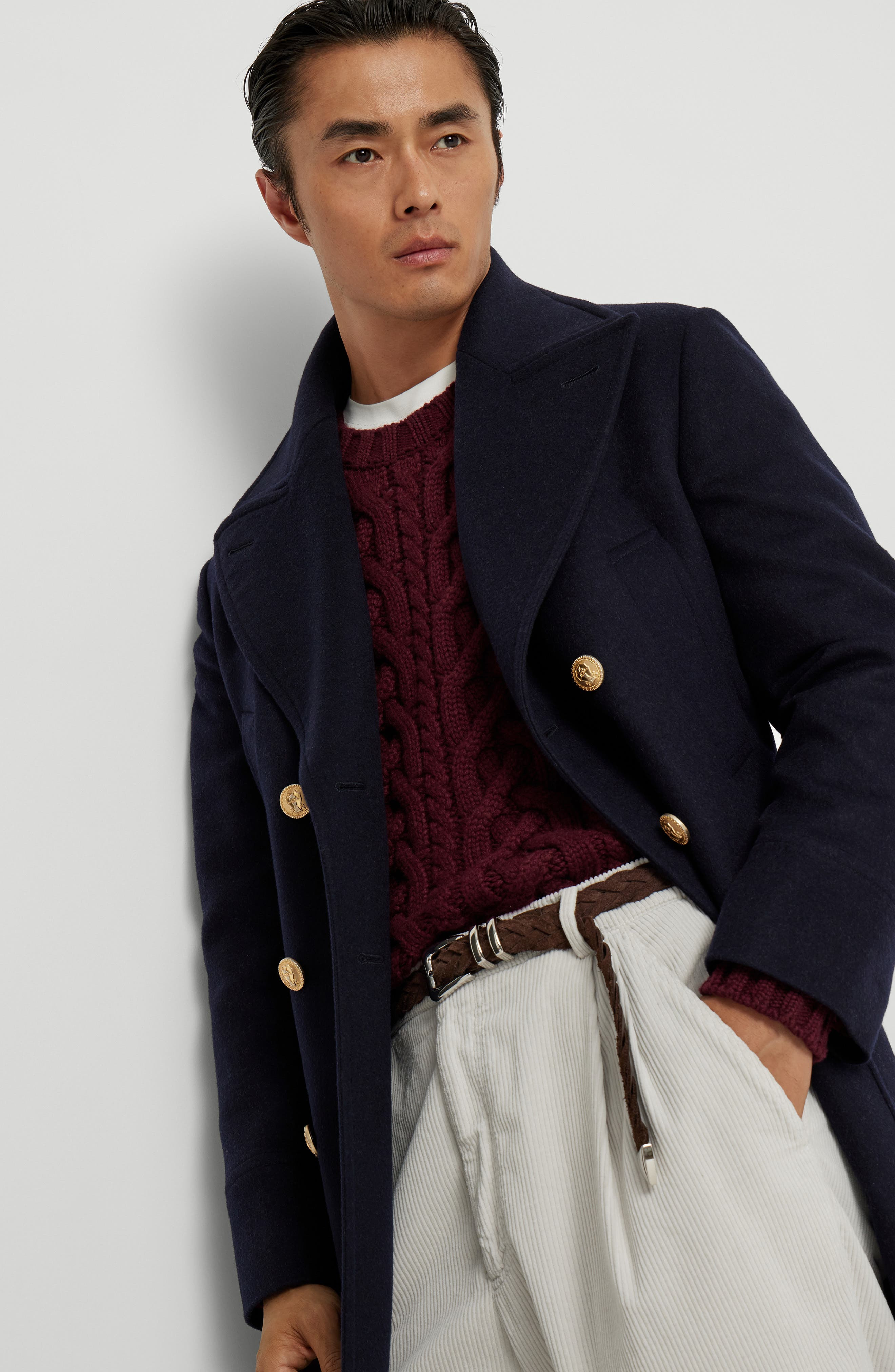 Brunello Cucinelli Double cloth coat in Navy Blue at Nordstrom - 5