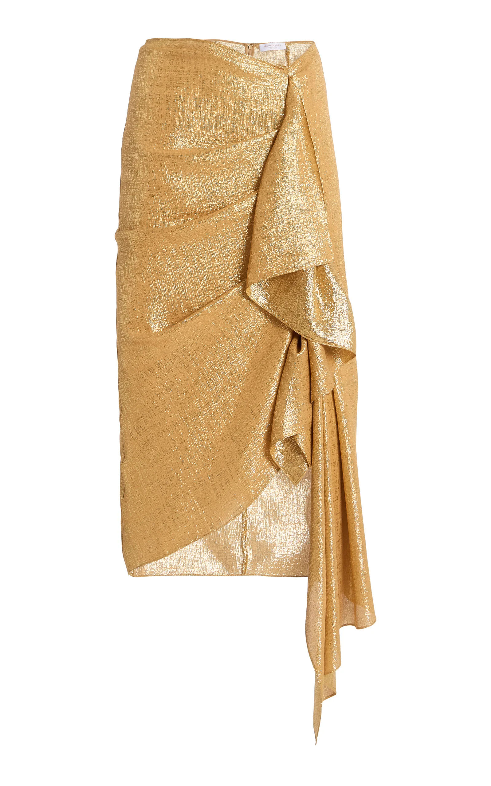 Asymmetric Georgette Lamé Midi Skirt gold - 1