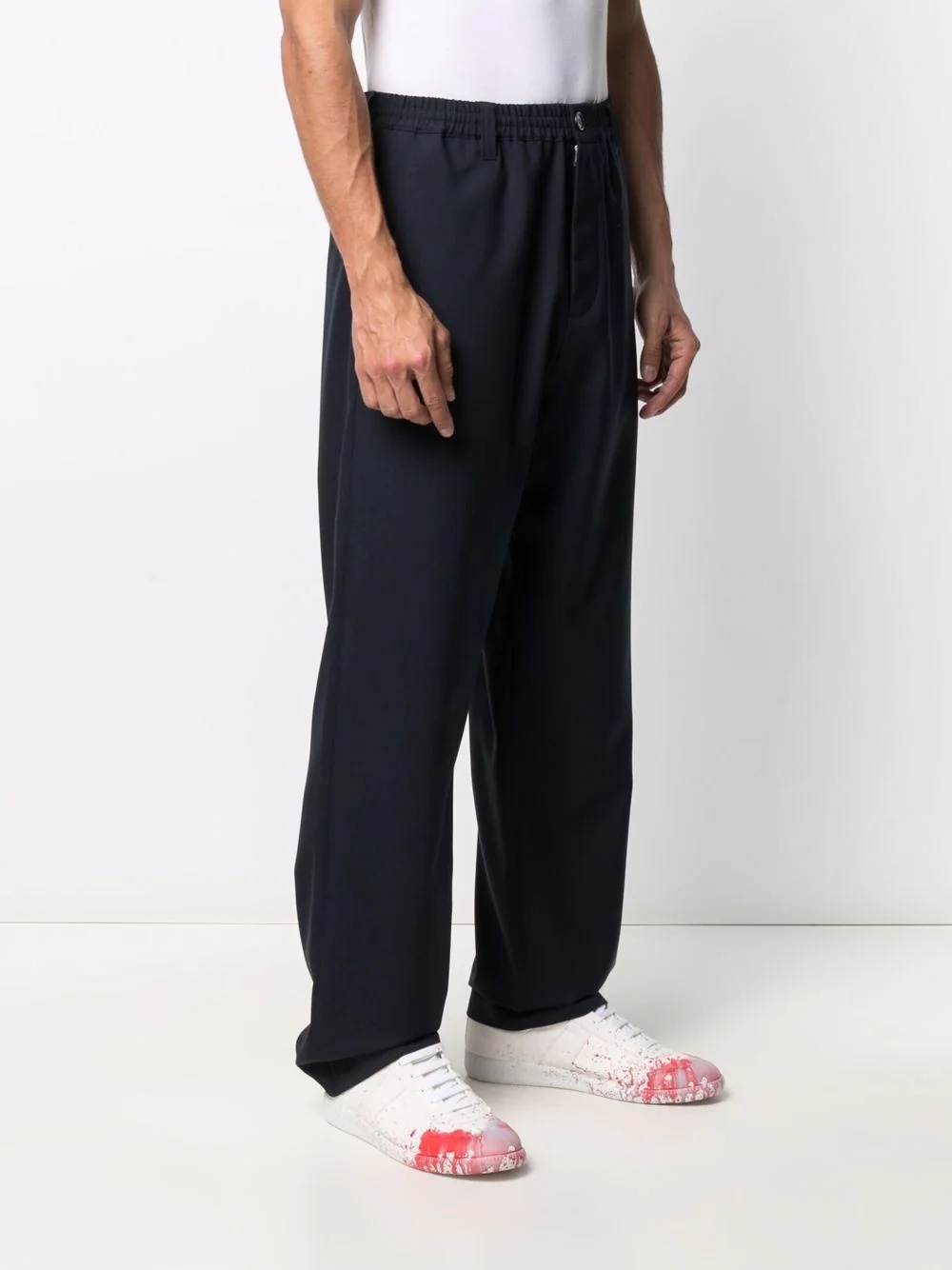 button-fastening straight-leg trousers - 3