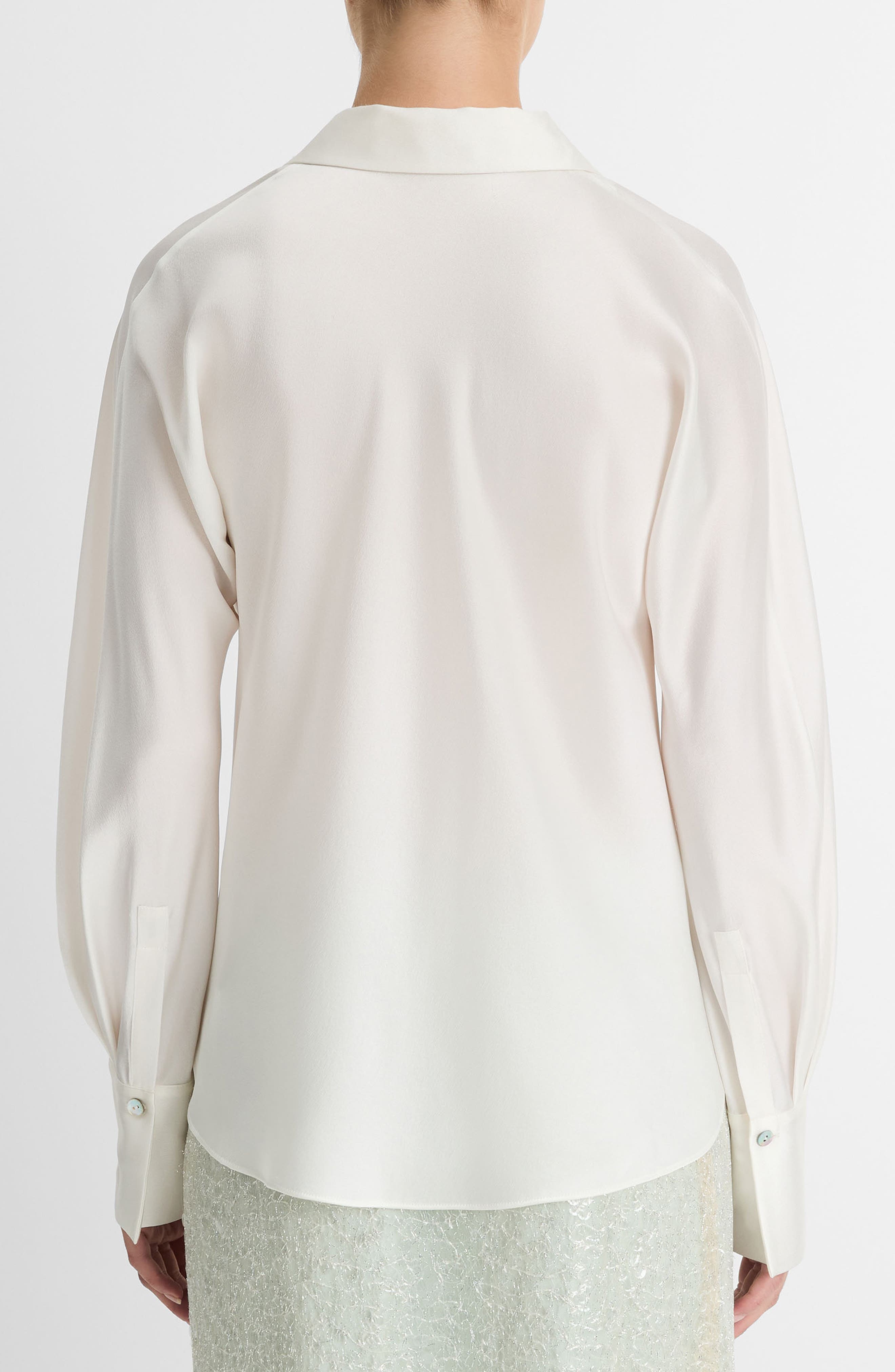 Vince Silk Button-Up Shirt in Off White at Nordstrom - 2
