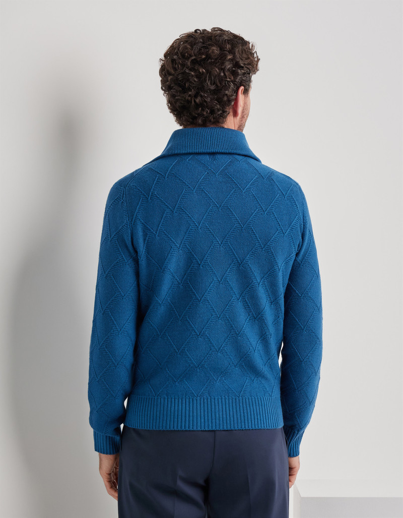 STRUCTURED TEAL MOCK ZIP IN EXTRAFINE MERINO WOOL 4