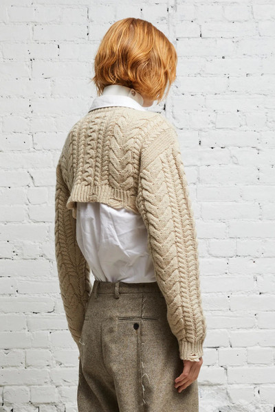 R13 CROPPED CABLE SWEATER - OATMEAL outlook
