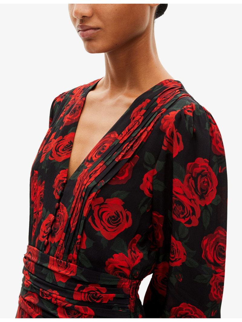Rose-Print V-Neck Woven Maxi Dress 4