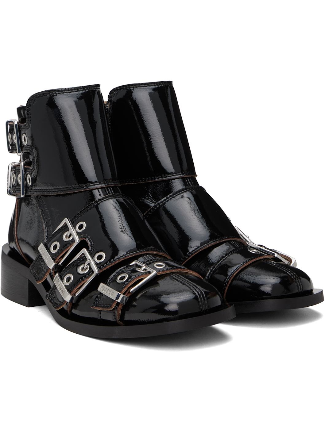 Black Feminine Buckle Naplack Boots - 4