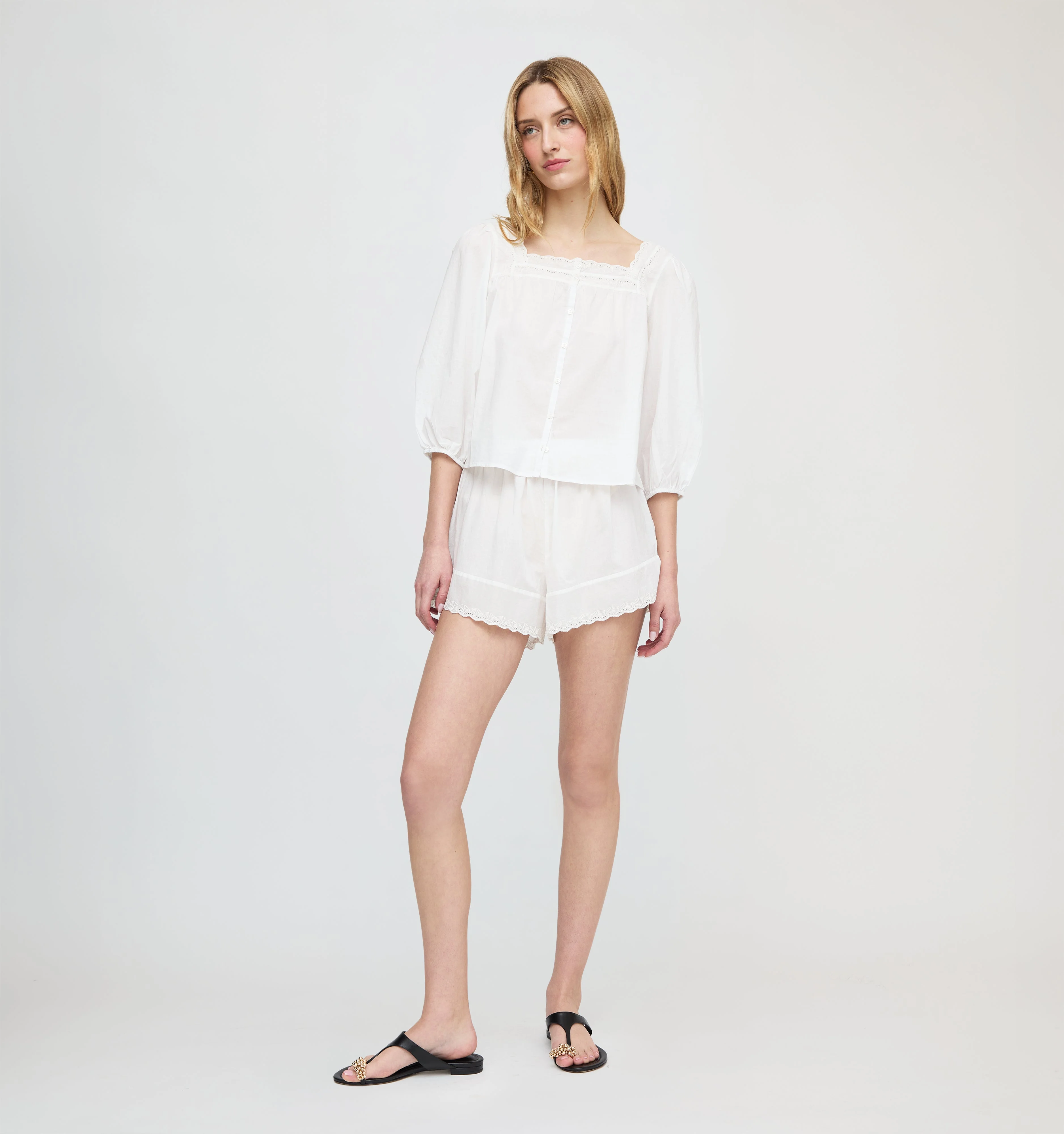 The Maeve Top - White Crisp Voile - 1