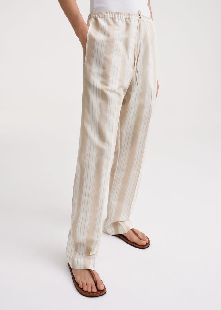 Press-creased drawstring trousers sand dune - 5