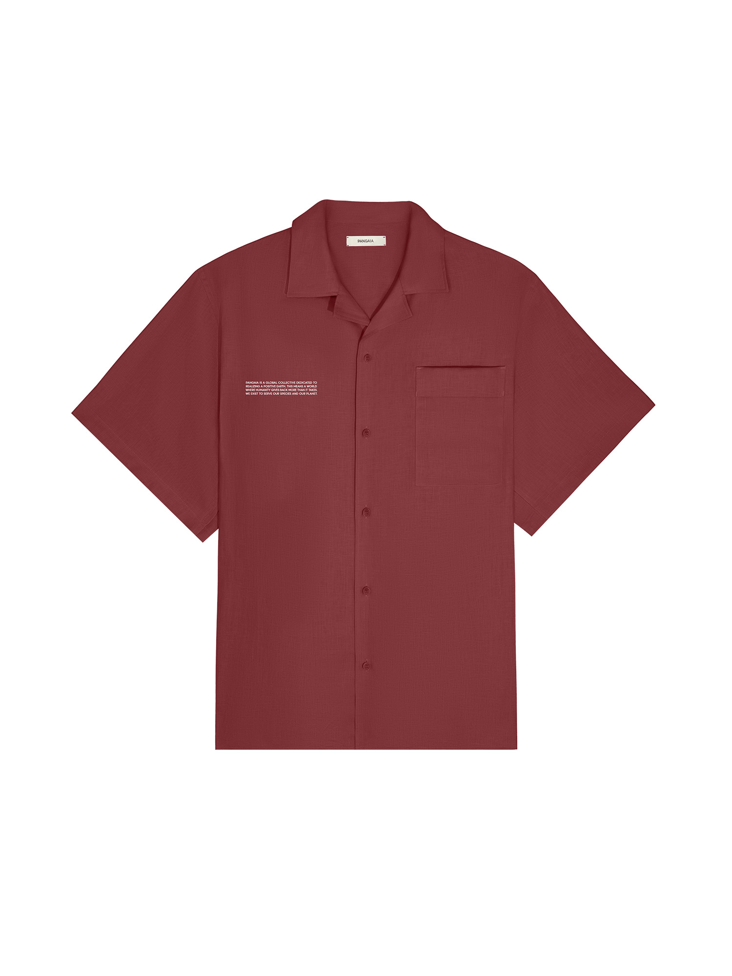 Womens DNA Linen Camp Collar Shirt - Garnet Red - 1