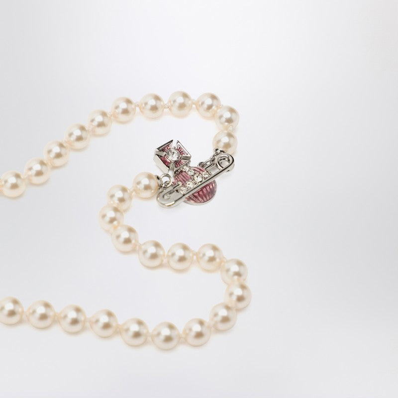 Vivienne Westwood Kitty Pearl Necklace With Platinum Finish Women - 2