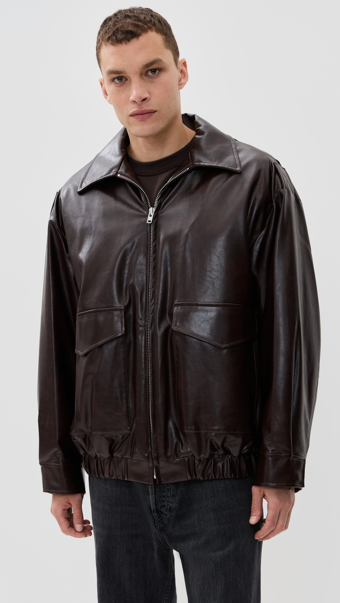Faux Leather Sports Jacket - 7