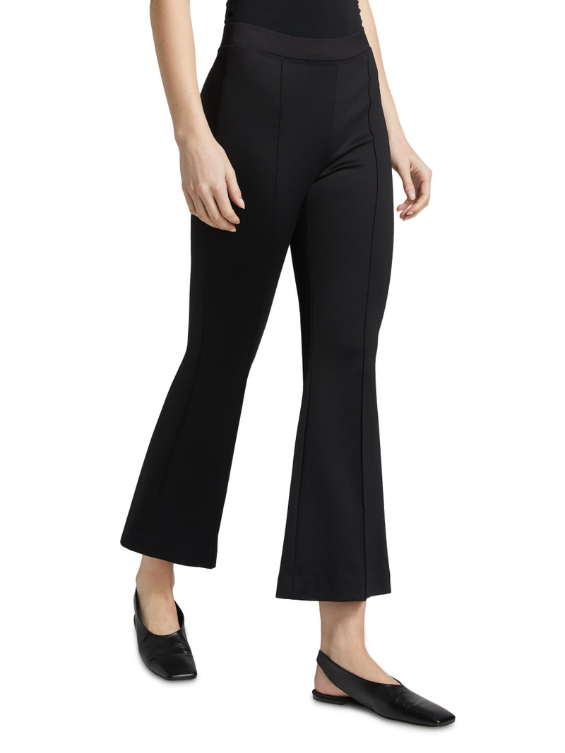 Women's Pin-Tucked Flare Crop Pull-On Pants - Black 4