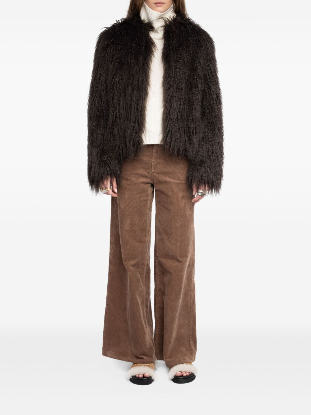 shaggy faux-fur coat - 2