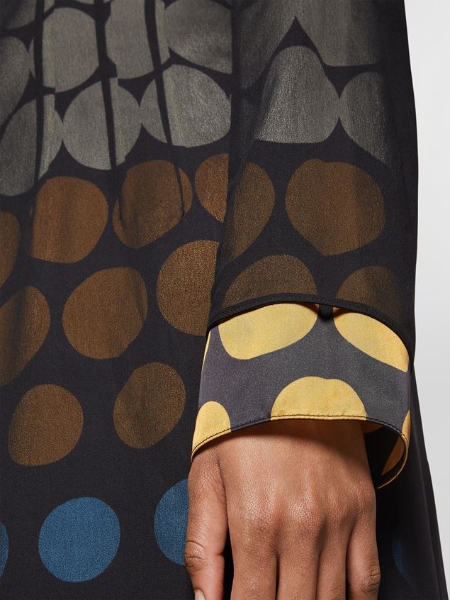 GEORGETTE SILK DRESS WITH LONG POP POIS PRINT LINING - 5