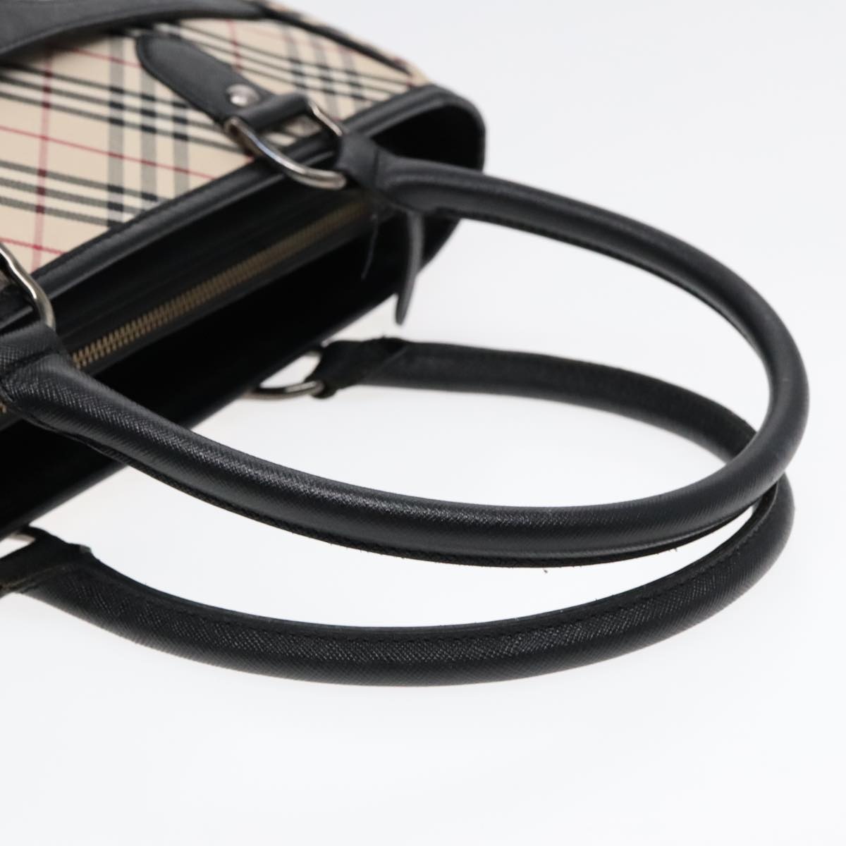Burberry Nova Check Hand Bag Canvas Beige Black - 7