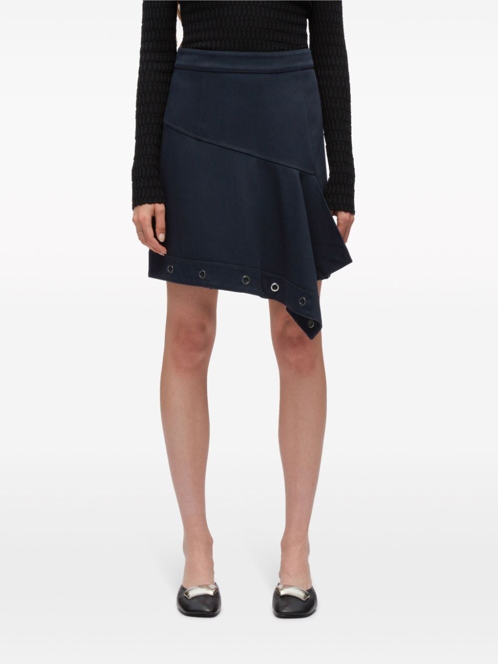 deconstructed cotton asymmetric skirt - 3