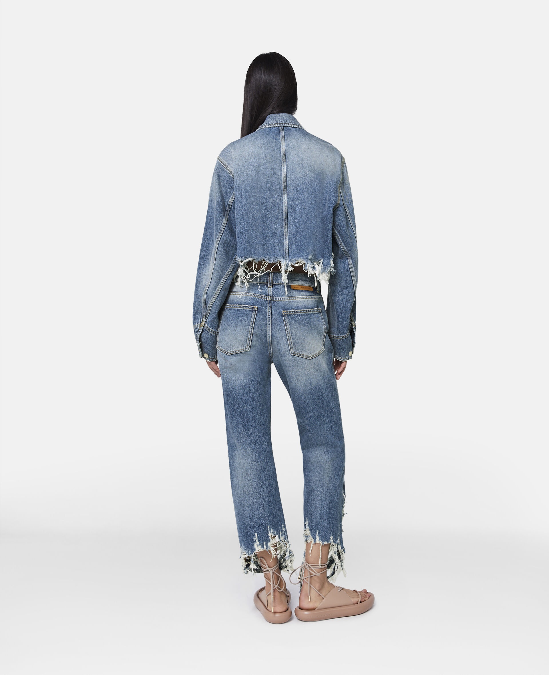 Vintage Wash Distressed Cropped Denim Jacket - 3