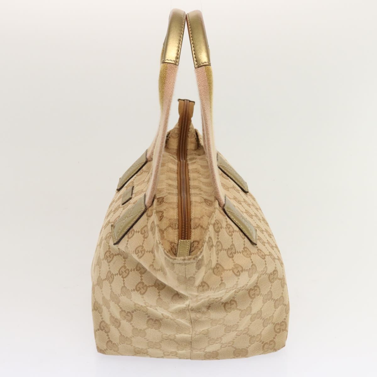 GUCCI GG Canvas Sherry Line Hand Bag Beige Gold Pink - 5