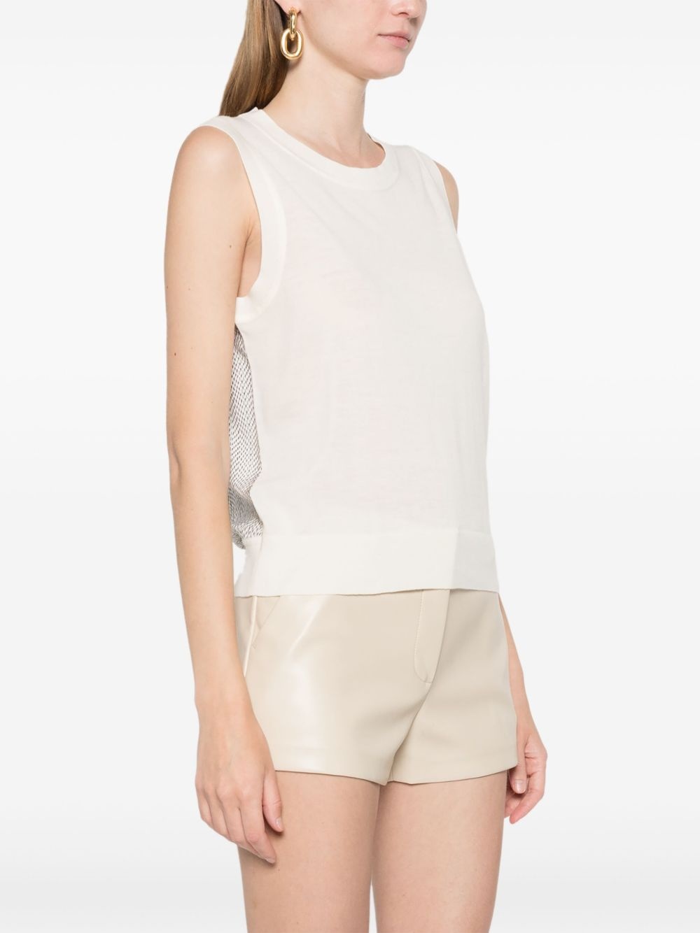 abstract pattern-detail sleeveless knitted top - 3